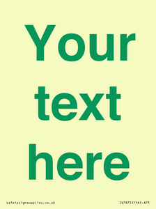 Custom blank information sign. Green text, plain background
